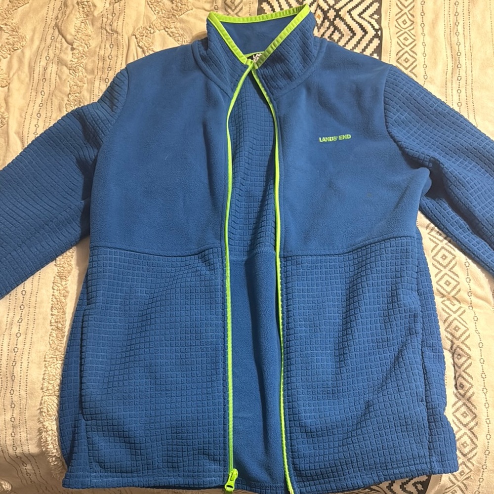 Lands' End Blue and Green Polar fleece Jacket